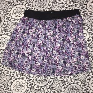 Floral Mini Skirt with Black Waistband